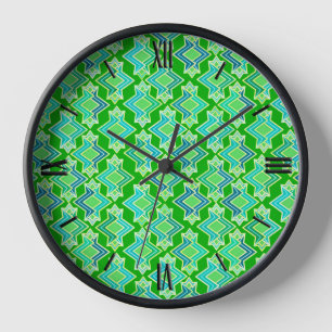 Art-Deco-Tapete-Muster, Jade Green Wanduhr