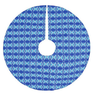 Art Deco Tapete Muster - Kobalt blau und weiß Polyester Weihnachtsbaumdecke