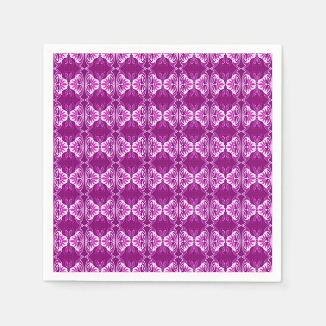 Art-Deco-Tapete - Muster - lila und weiß Serviette (Vorderseite)