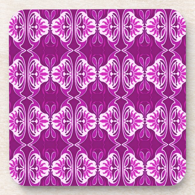 Art Deco Tapete Muster - lila und weiß Untersetzer (Vorderseite)