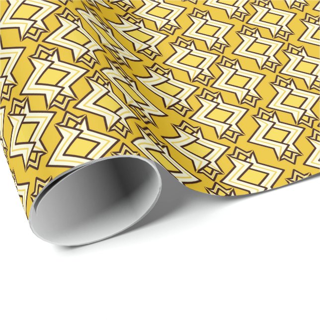 Art Deco Tapete Muster, Mustard Gold Geschenkpapier (Rolleneckpunkt)