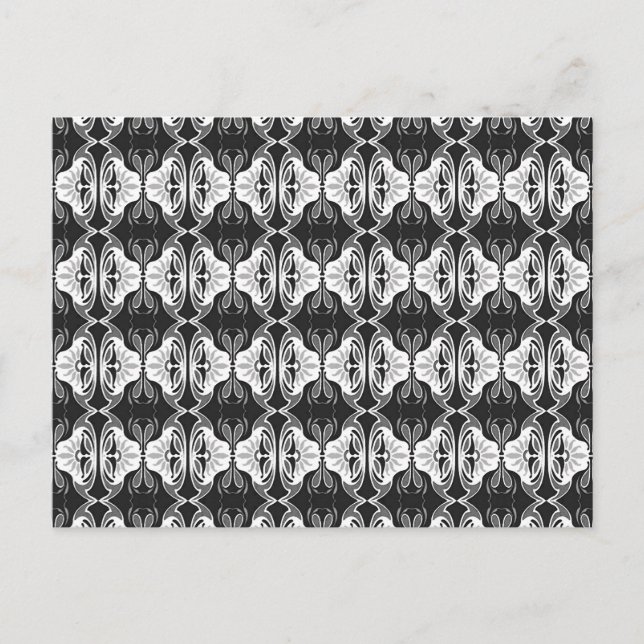 Art Deco Tapete Muster - Schwarzweiß Postkarte (Vorderseite)