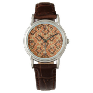 Art Deco Tapete Muster, Terracotta / Rost Armbanduhr