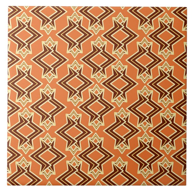 Art Deco Tapete Muster, Terracotta / Rost Fliese (Vorderseite)