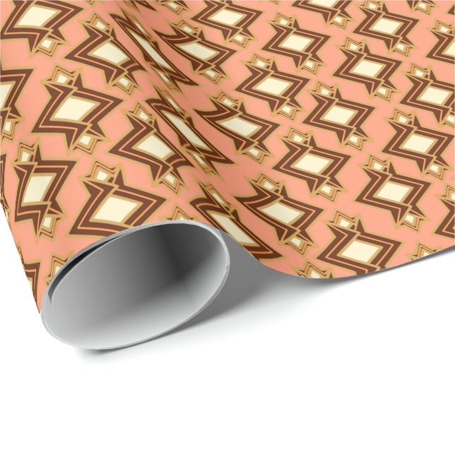 Art Deco Tapete Muster, Terracotta / Rost Geschenkpapier (Rolleneckpunkt)