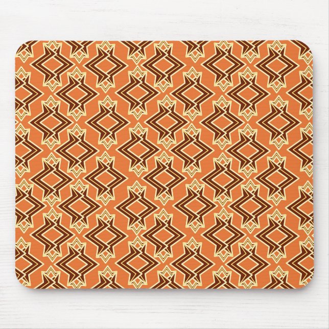 Art Deco Tapete Muster, Terracotta / Rost Mousepad (Vorne)