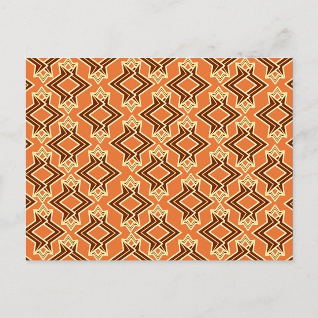 Art Deco Tapete Muster, Terracotta / Rost Postkarte (Vorderseite)