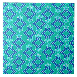 Art Deco Tapete Muster, Türkis und Cobalt Fliese