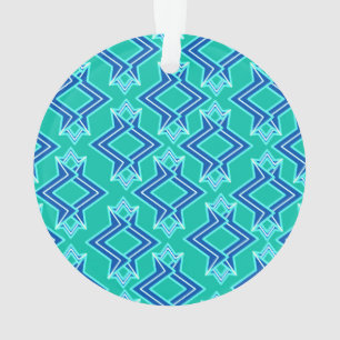 Art Deco Tapete Muster, Türkis und Cobalt Ornament