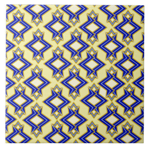 Art-Deco-Tapeten-Muster, Beige und Blau Fliese