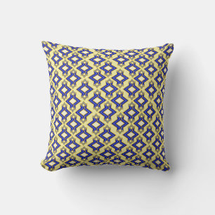 Art-Deco-Tapeten-Muster, Beige und Blau Kissen