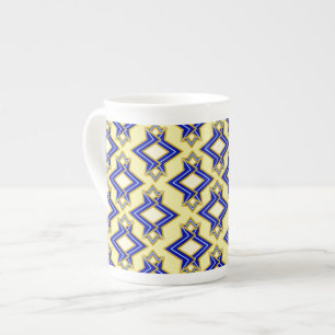 Art-Deco-Tapeten-Muster, Beige und Blau Prozellantasse