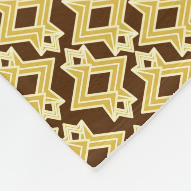 Art-Deco-Tapeten-Muster, braun und Gold Fleecedecke (Ecke)