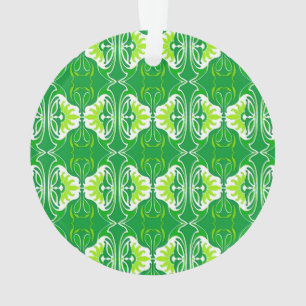 Art-Deco-Tapeten - Muster in Grün und Weiß Ornament