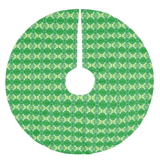 Art-Deco-Tapeten - Muster in Grün und Weiß Polyester Weihnachtsbaumdecke (Vorderseite)