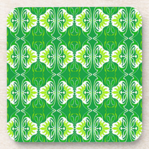 Art-Deco-Tapeten - Muster in Grün und Weiß Untersetzer