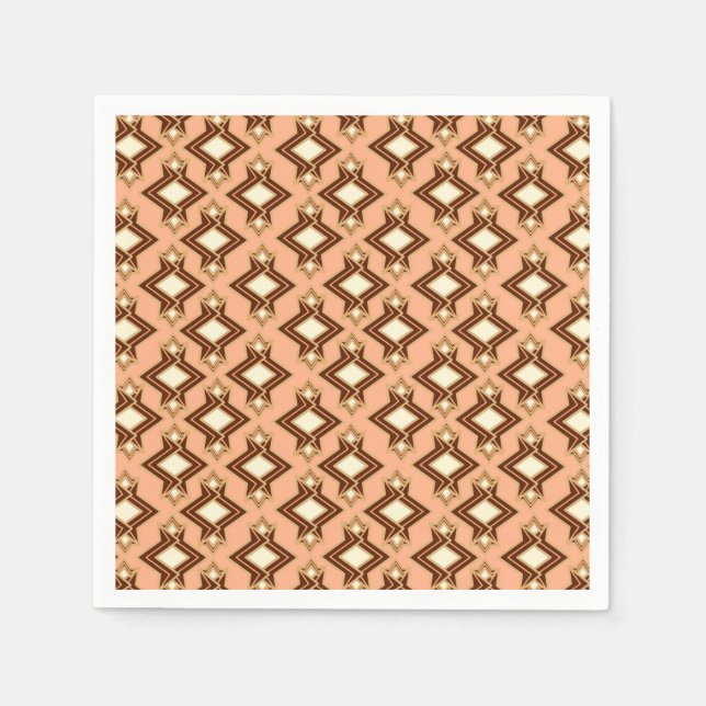 Art-Deco-Tapeten-Muster, Korallen und Braun Serviette (Vorderseite)
