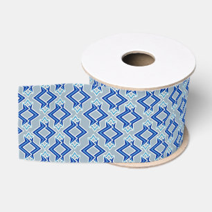 Art Deco Tapetenmuster, Grau und Blau Ripsband