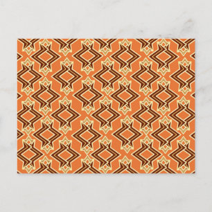 Art Deco Tapetenmuster, Terrakotta / Rost Postkarte