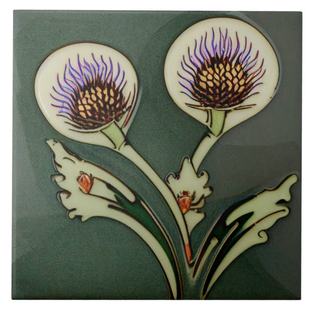 Art Deco Thistle Wine tasting in der Fattoria Monc Fliese (Vorderseite)