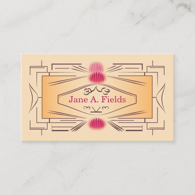 Art Deco Ticket Business Card by Elaine Leon (Vorderseite)