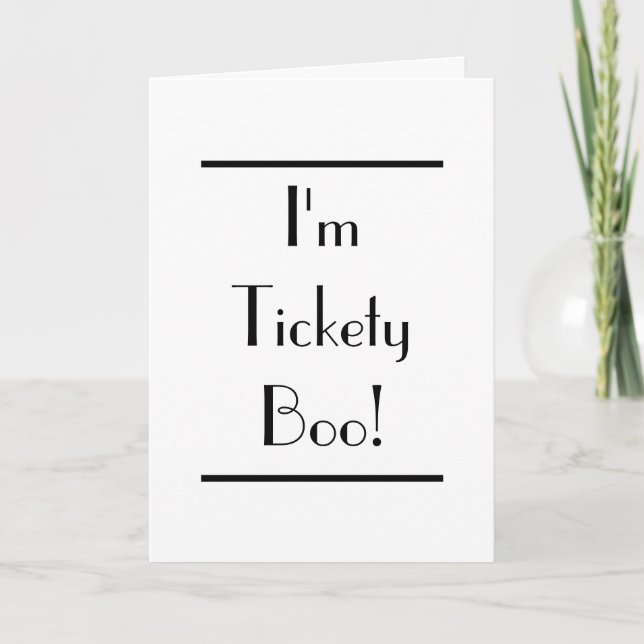 Art Deco Tickety Boo Typografie Karte (Vorderseite)