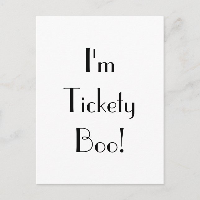 Art Deco Tickety Boo Typografie Postkarte (Vorderseite)