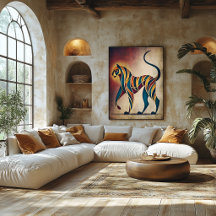 Art Deco Tiger Abstract Geometrische Tierwandkunst