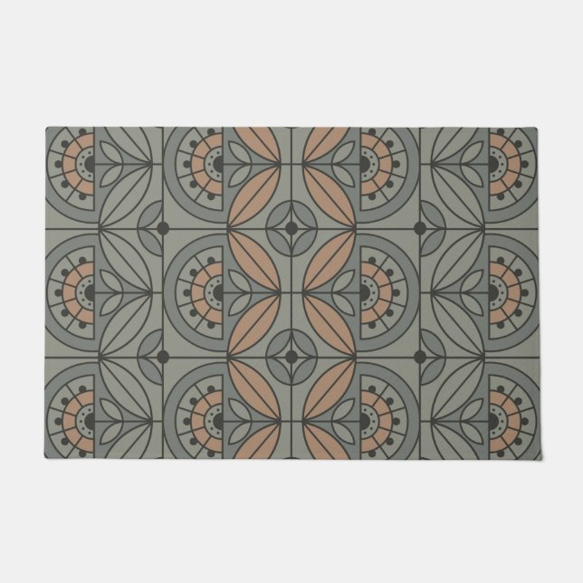 Art Deco Tile Floral (Steinbucht und Sandale) Fußmatte (Vorderseite)