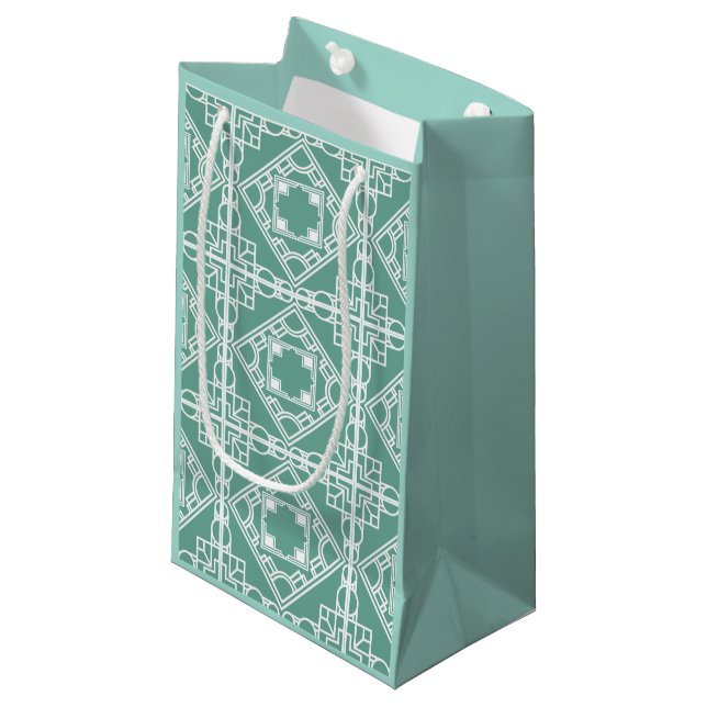 Art Deco Tile Kleine Geschenktüte (Vorderseite Schrägansicht)