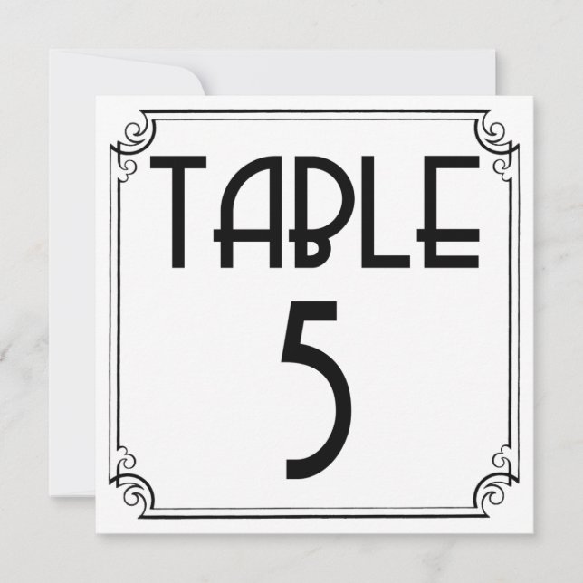 Art Deco Tisch Nummer 5 Einladung (Vorderseite)