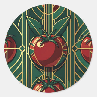 Art Deco Tomaten-Muster Runder Aufkleber
