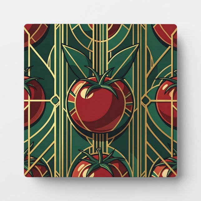 Art Deco Tomatenmuster Fotoplatte (Vorderseite)