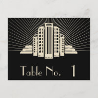 Art Deco Tower Ray in Black and Ivory Tischnummer