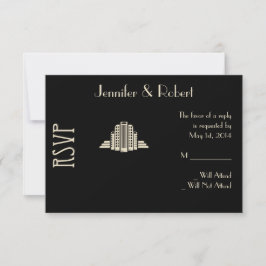 Art Deco Tower Ray Response Card RSVP Karte