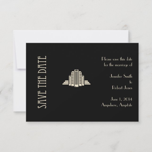 Art Deco Tower Ray Save the Date (Vorderseite)