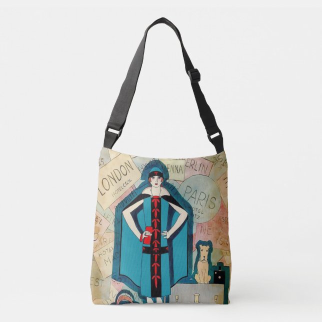 Art Deco Travel Lover Crossbody Bag Tragetaschen Mit Langen Trägern (Vorderseite)