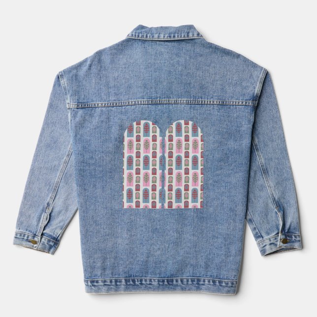 Art Deco Trees Jeansjacke (Rückseite)