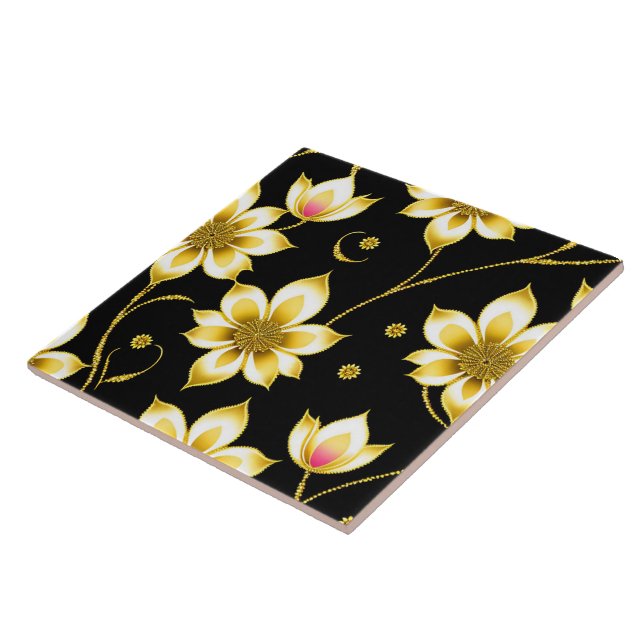 Art Deco Trendy Black Gold Collection Fliese (Seite)