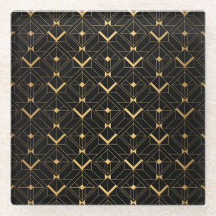 Art Deco Triangle: Luxuriöses Muster. Glasuntersetzer