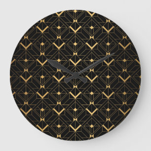 Art Deco Triangle: Luxuriöses Muster. Große Wanduhr