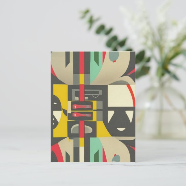 Art Déco trifft auf das moderne Mittelalter Postkarte (Stehend Vorderseite)