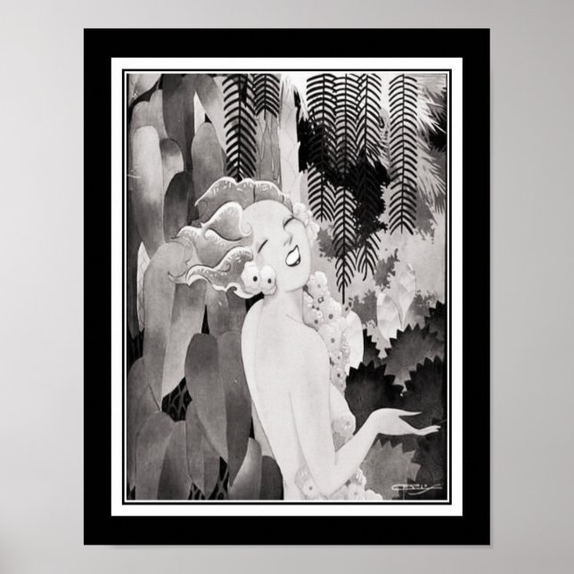 Art Deco Tropical Girl Poster (Vorne)