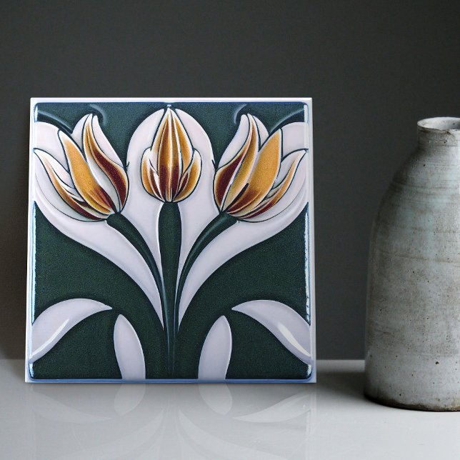 Art Deco Tulip Florale Wand Deco, Deco dekoriert A Fliese (Von Creator hochgeladen)