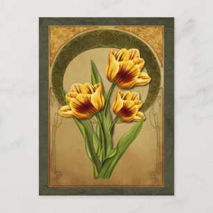 Art Deco Tulips Postkarte