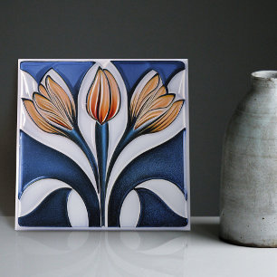 Art Deco Tulpe Florale Wanddekoration Art Nouveau Fliese