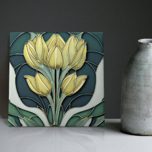 Art Deco Tulpen Wanddekoration Art Nouveau Keramik Fliese