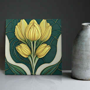 Art Deco Tulpen Wanddekoration Art Nouveau Keramik Fliese