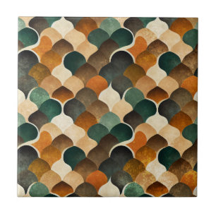Art Deco Türkis- und Gold-Geometrie-Muster (5) Fliese