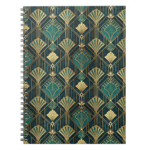 Art Deco Türkis- und Gold-Geometrische Abstrakte M Notizblock